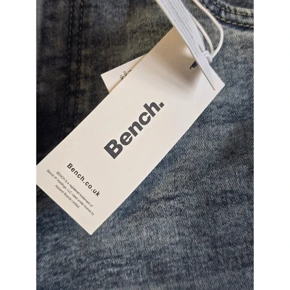 🆕️ NWT - Bench Mens Slim Fit Denim Shorts Blue Acid Wash Stretch Size 32 NWT - Picture 10 of 16